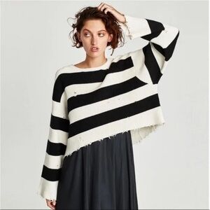ZARA Distressed Stripe Sweater